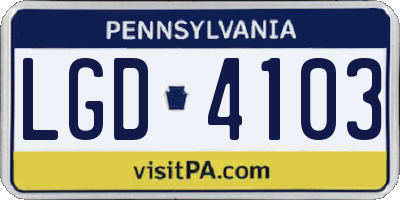 PA license plate LGD4103