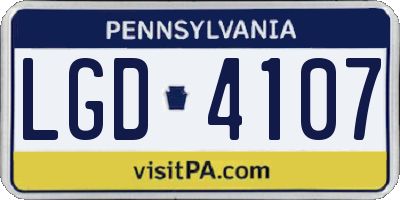 PA license plate LGD4107