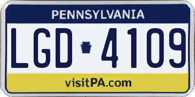 PA license plate LGD4109
