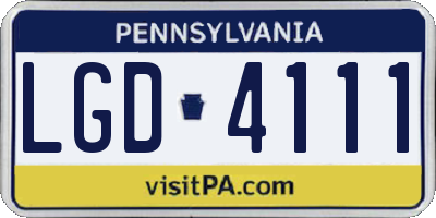 PA license plate LGD4111