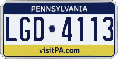 PA license plate LGD4113