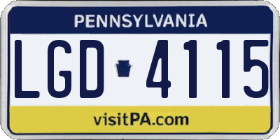 PA license plate LGD4115
