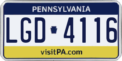 PA license plate LGD4116