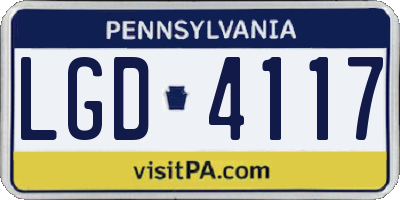PA license plate LGD4117