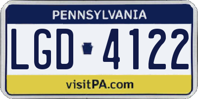 PA license plate LGD4122