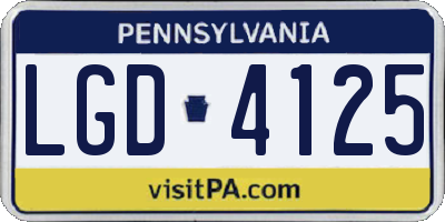 PA license plate LGD4125