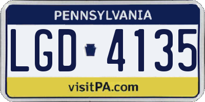 PA license plate LGD4135