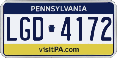 PA license plate LGD4172