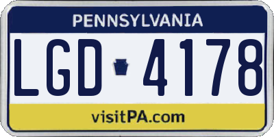 PA license plate LGD4178