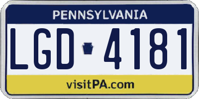 PA license plate LGD4181