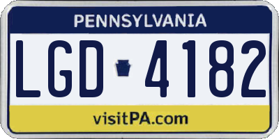 PA license plate LGD4182