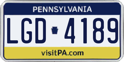 PA license plate LGD4189