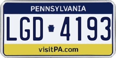 PA license plate LGD4193