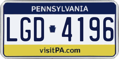 PA license plate LGD4196