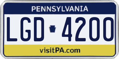 PA license plate LGD4200