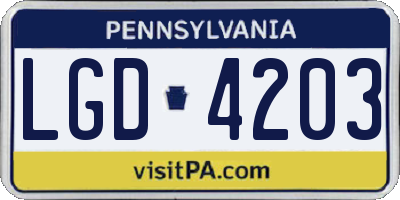 PA license plate LGD4203