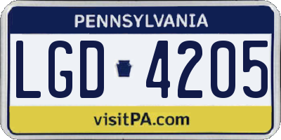 PA license plate LGD4205
