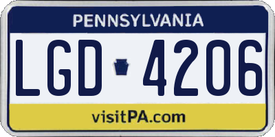PA license plate LGD4206
