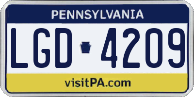 PA license plate LGD4209