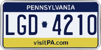 PA license plate LGD4210