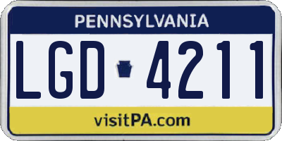 PA license plate LGD4211