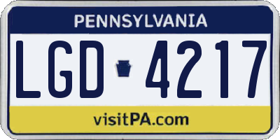 PA license plate LGD4217