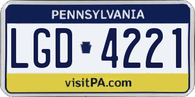 PA license plate LGD4221