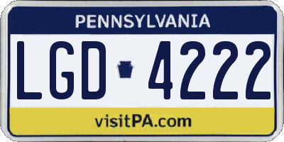 PA license plate LGD4222