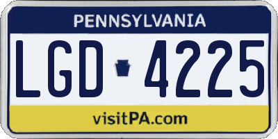 PA license plate LGD4225