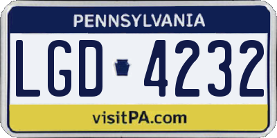 PA license plate LGD4232