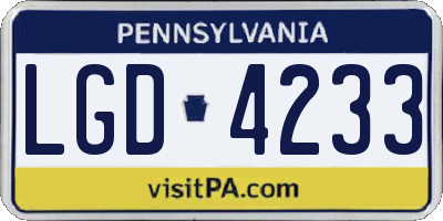 PA license plate LGD4233
