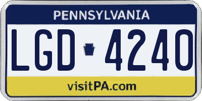 PA license plate LGD4240