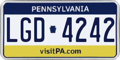 PA license plate LGD4242