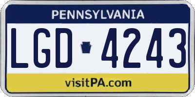 PA license plate LGD4243