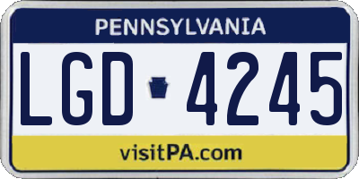 PA license plate LGD4245