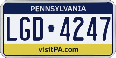 PA license plate LGD4247