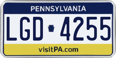 PA license plate LGD4255