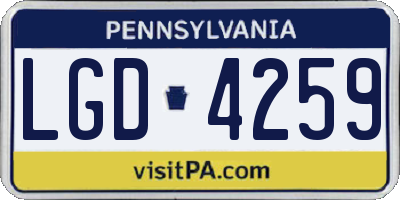 PA license plate LGD4259