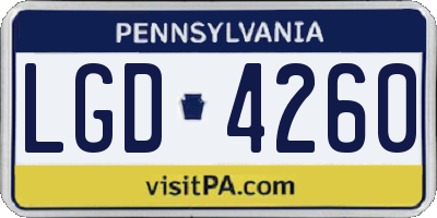 PA license plate LGD4260