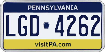 PA license plate LGD4262