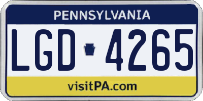 PA license plate LGD4265