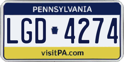 PA license plate LGD4274