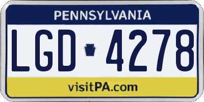 PA license plate LGD4278