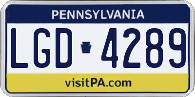 PA license plate LGD4289