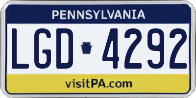 PA license plate LGD4292