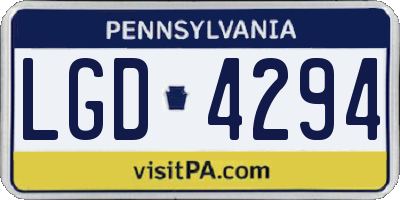 PA license plate LGD4294