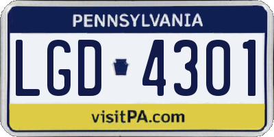 PA license plate LGD4301