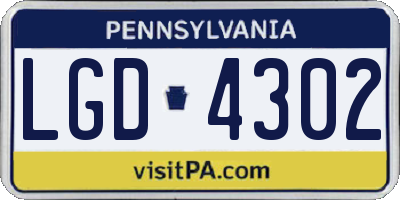 PA license plate LGD4302