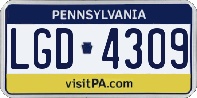 PA license plate LGD4309