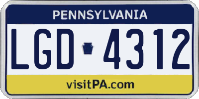 PA license plate LGD4312